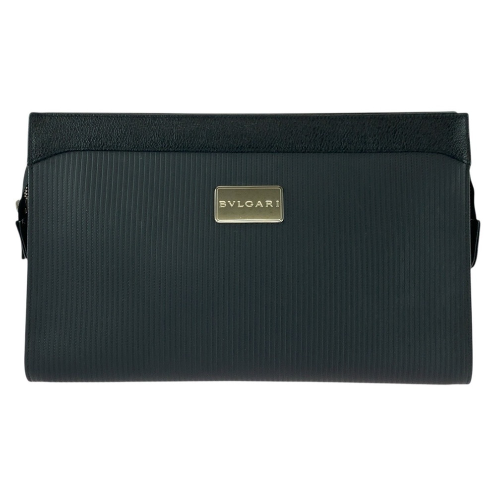 BVLGARI Bulgari Millerege Black Clutch Bag with Silver Hardware, Men's
